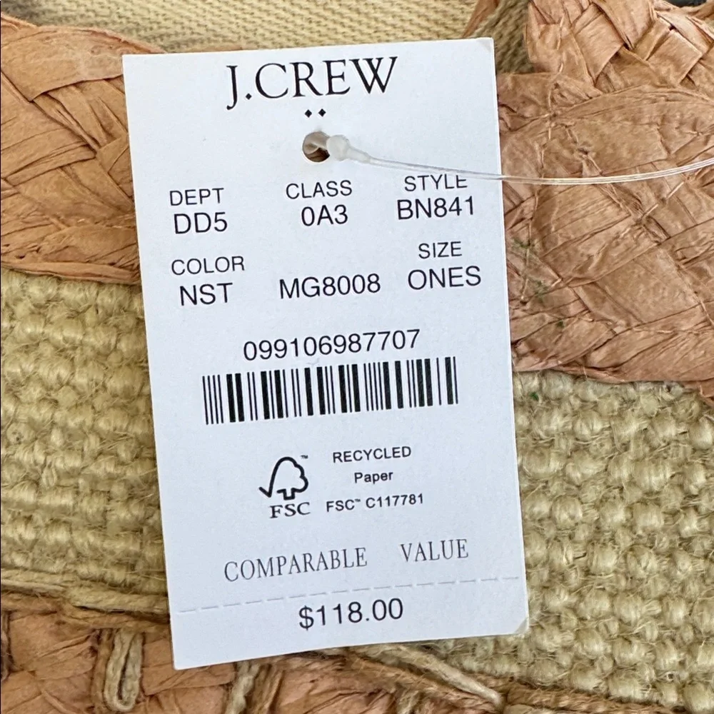 J.Crew Straw Tote Bag - Tan and Cream - Picture 3 of 8